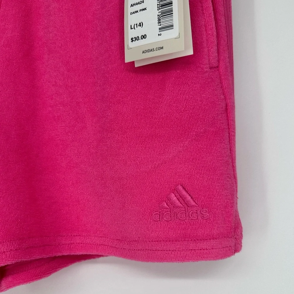 Adidas Polo Tank and All Day Short in Dark Pink Terry Cloth size Girls Large/14